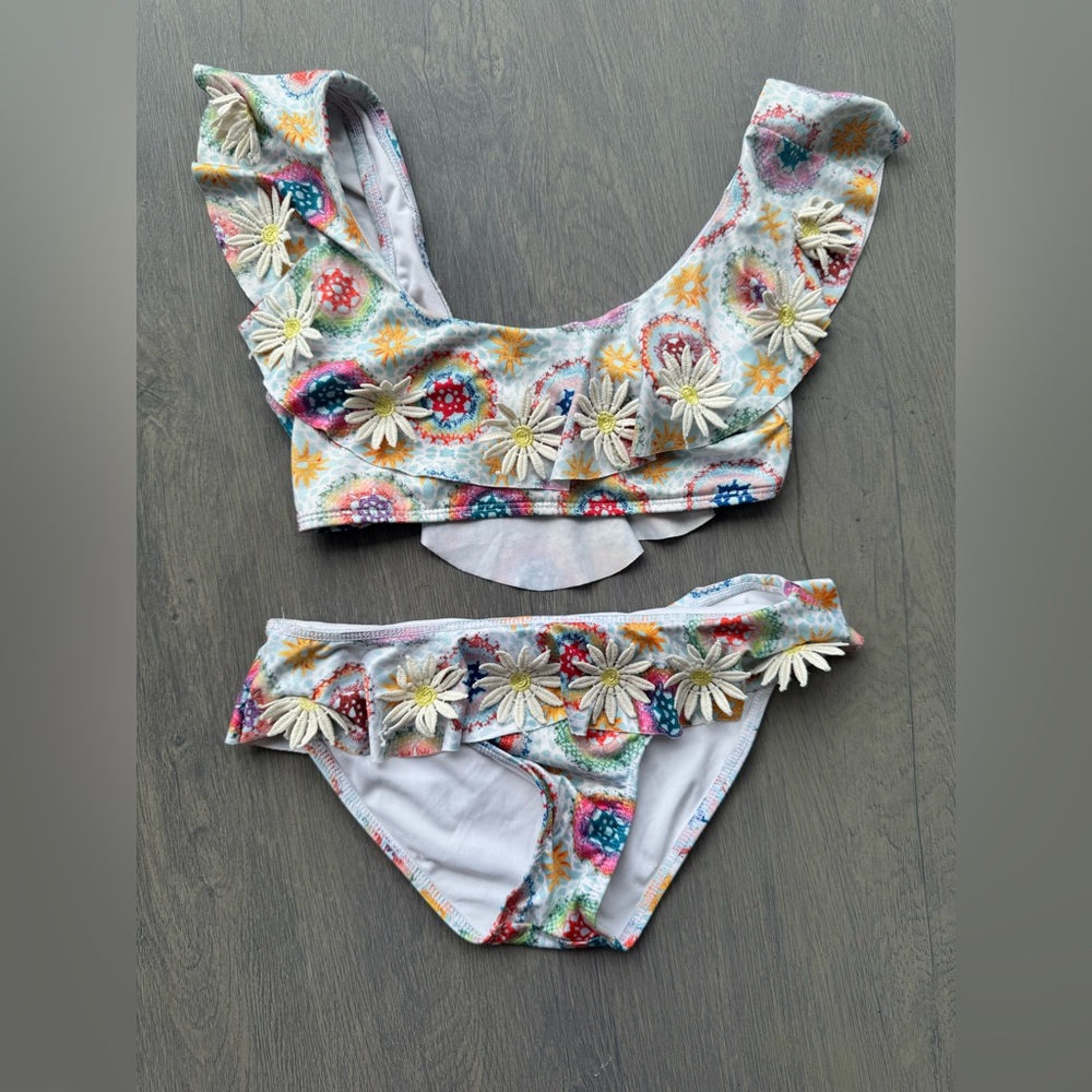 Stella Cove Red and Pink Bikini with Ruffle Details